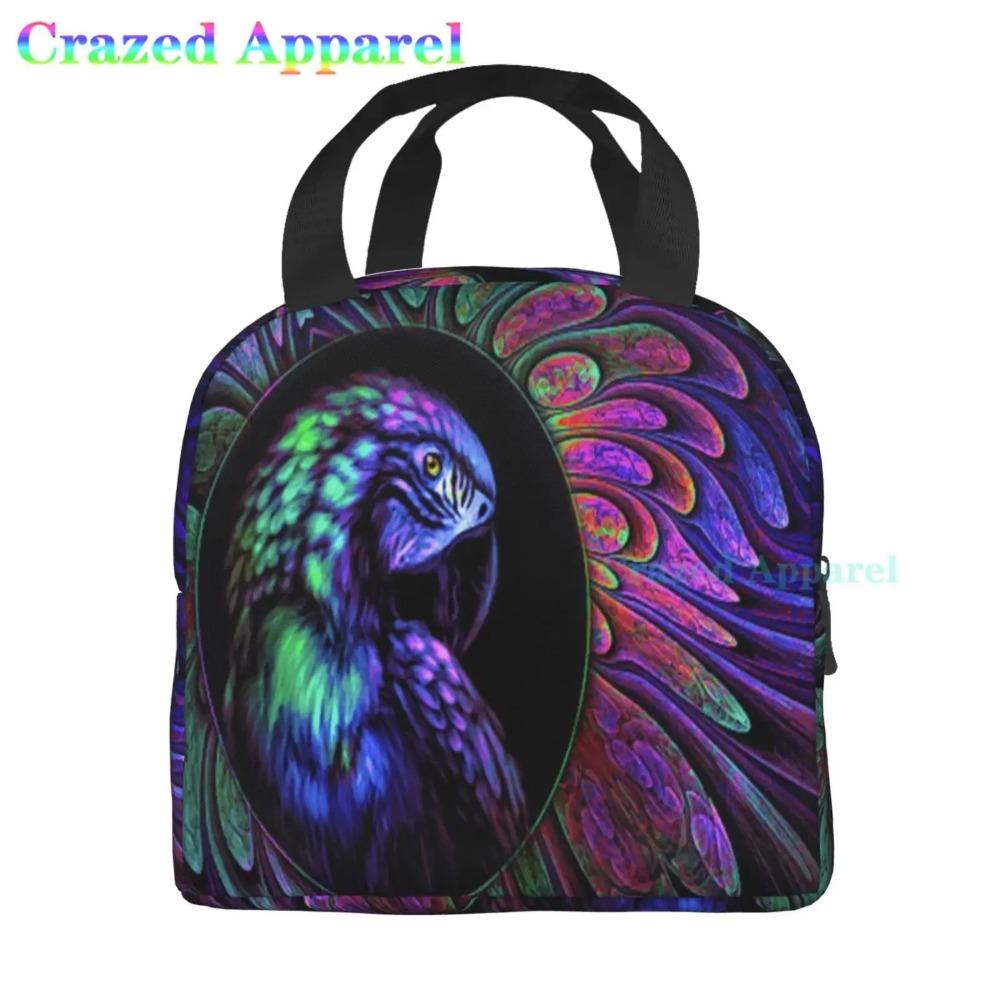 Large Lunch Bag Parrots On Branches Printed Insulated Lunch Box for Women and Men, Portable Lunch Box for Work Picnic Beach