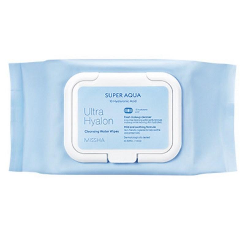 Missha Super Aqua Ultra Hyaluron Cleansing Water Tissues with Cap, 30 pcs, 1 pcs