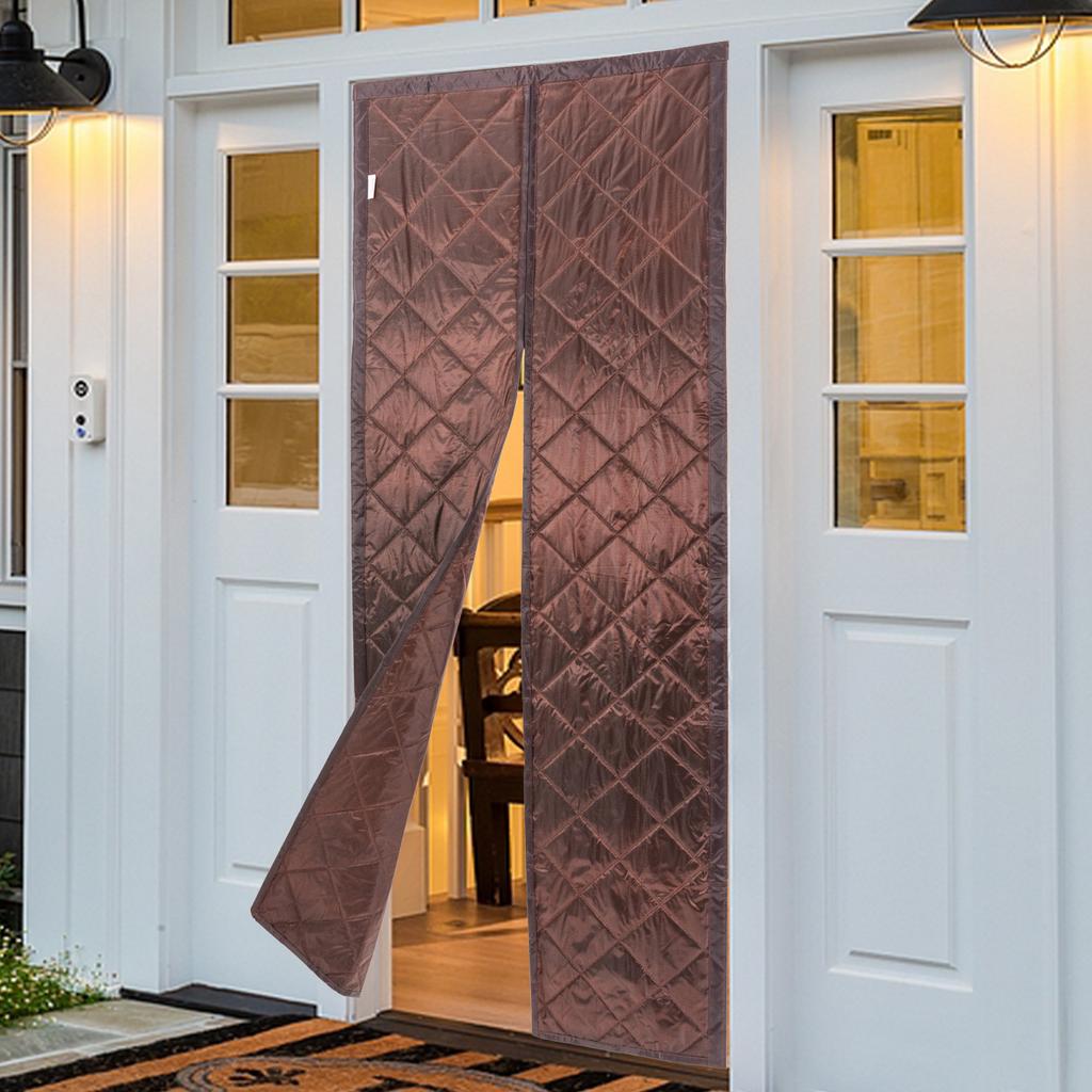 Center Opening Magnetic Thermal Insulated Door Curtain for 32x80 Inch Doors, Modern Rectangular Shape, Fits 81x203cm Doorway