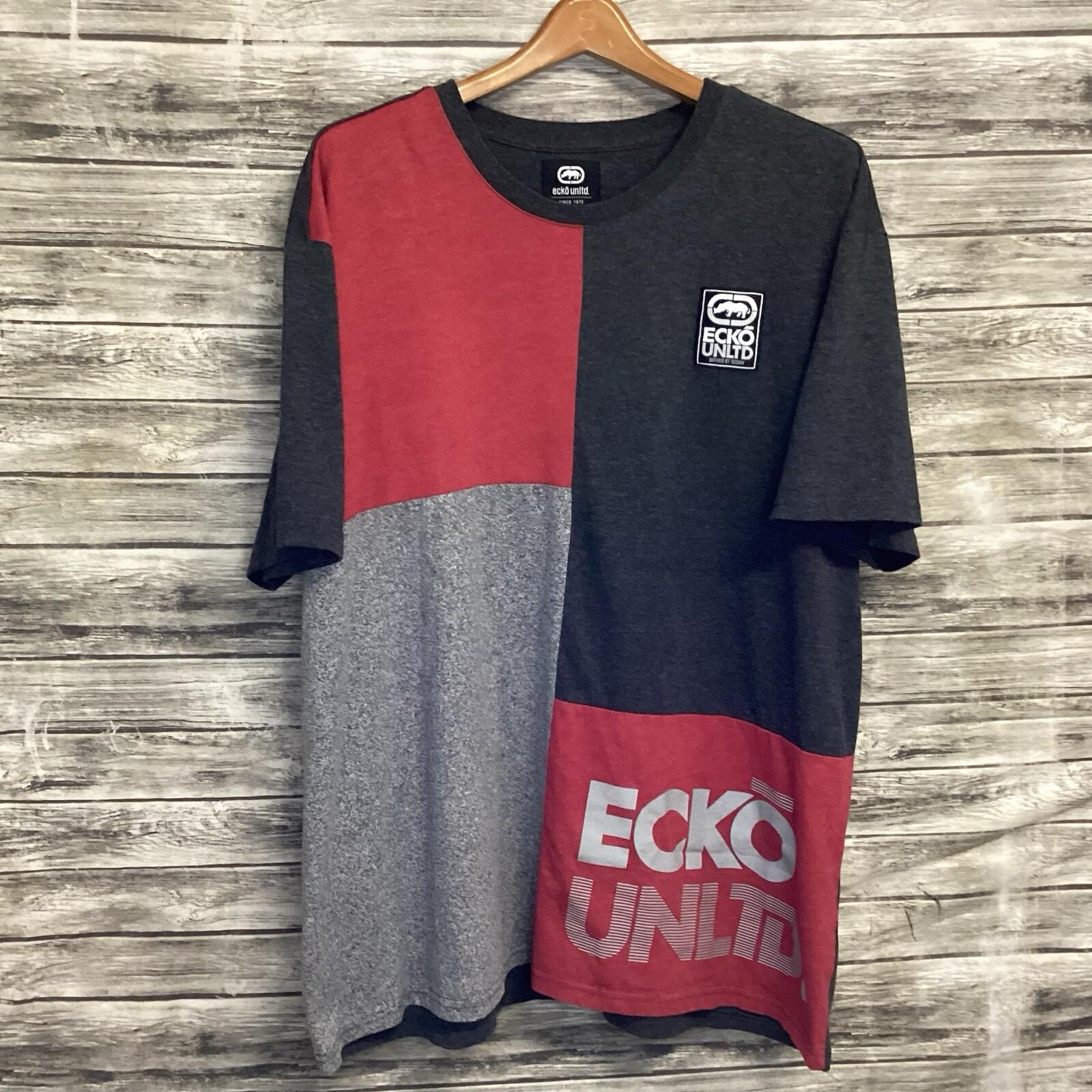 Мужская футболка Ecko Unltd 3XL Colorblock Streetwear с графическим принтом Hip Hop Y2K Унисекс XXXXL