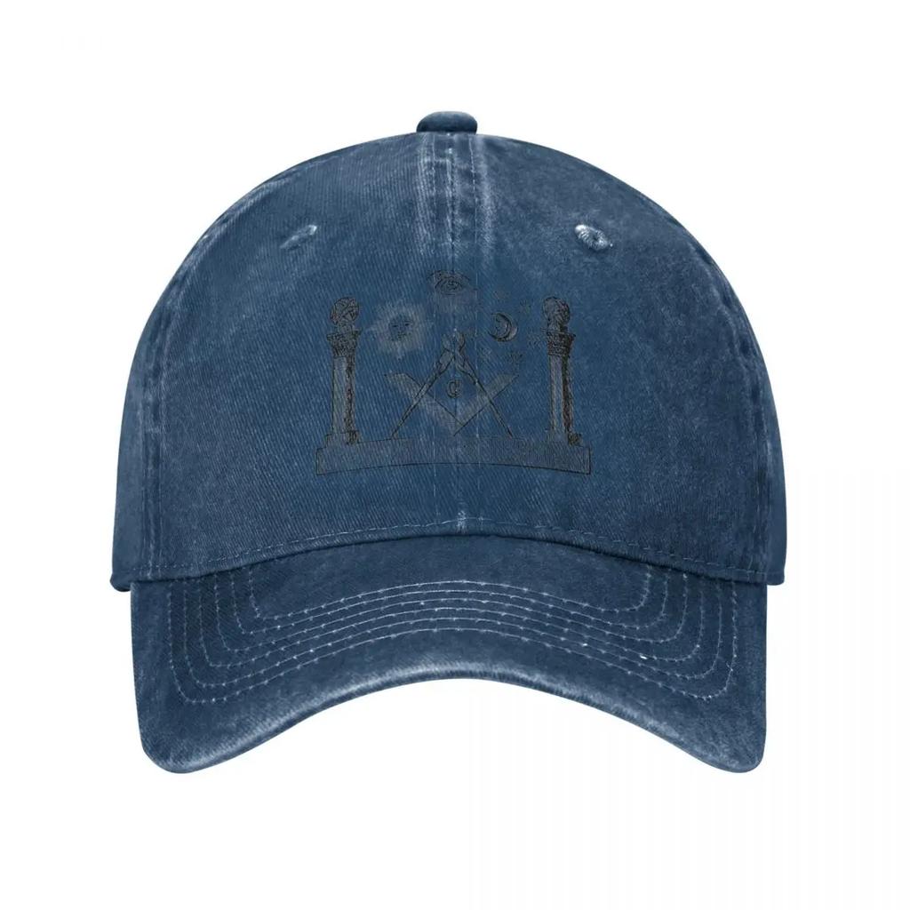 Classic Symbols Of Masonry Freemasonry Baseball Caps for Men Women Distressed Washed Snapback Hat Gold Square Compass Caps Hat