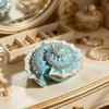 Decorative Tabletop Jewelry Holder Shell Box, Alloy Enamel Finish for Ring Earring Pendant Storage On Vanity Dressers