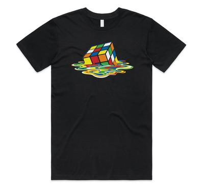 Smeltende Rubiks kube T-skjorte Tee Morsom Big Bang Theory Sheldon Geek Nerd Gave
