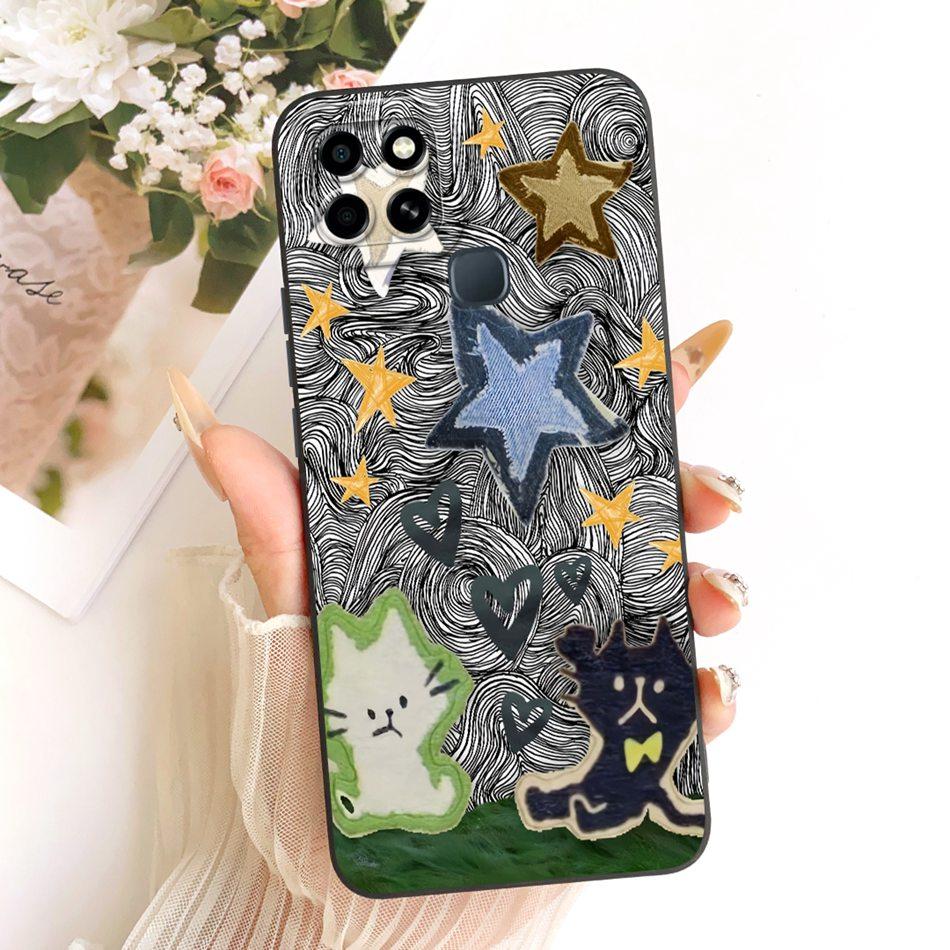 For Infinix Smart 6 X6511 X6511B X6511E Cute Cat Flower Cartoon Phone Case For Infinix Smart6 Shockproof Soft Silicone Bumpers