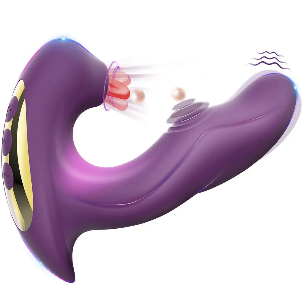 3 in 1 Clitoral Sucking Vibrator For Women 15 Modes Clitoris Vacuum Stimulator Tongue Licking Dildo Adults Goods Sex Toys Female