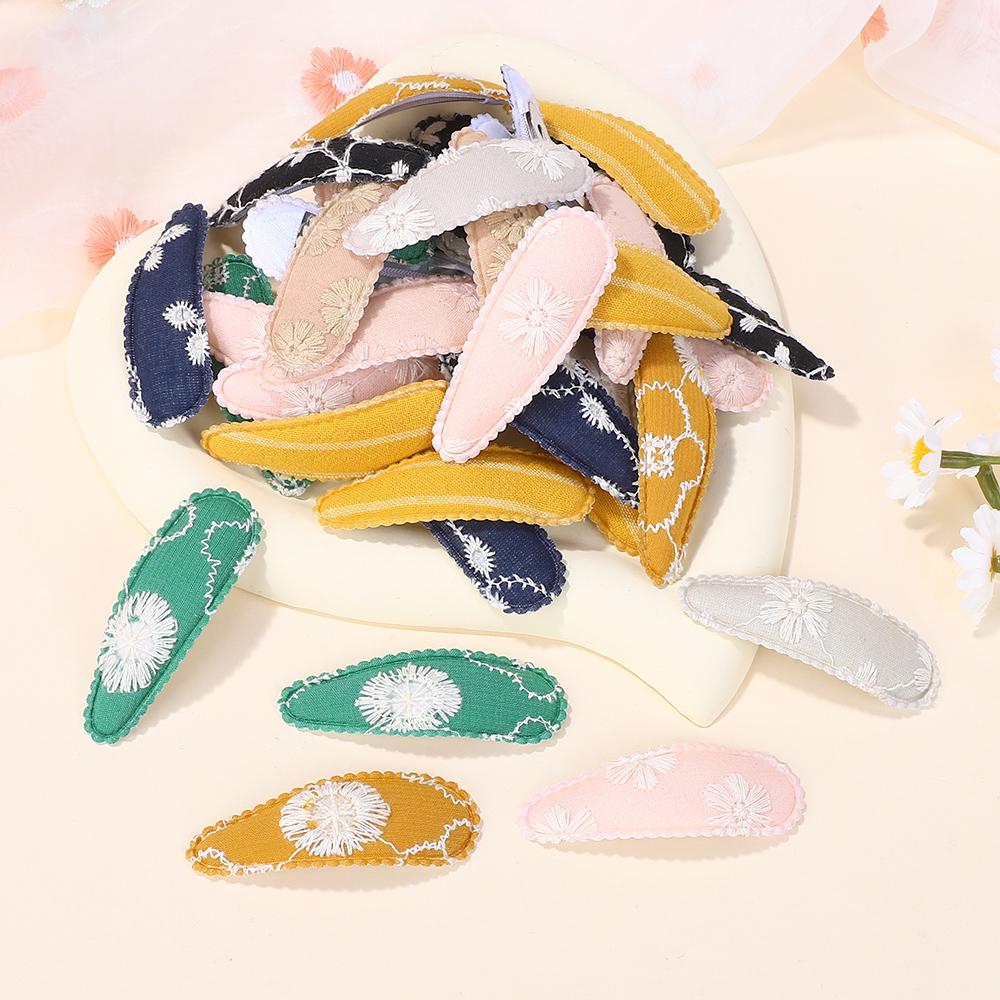 

30 шт./лот случайная ткань BB челка для волос заколка для волос девочки изысканная вышитая заколка-капелька для волос DIY сплав детские заколки для волос