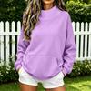 Women's Trendy Casual Color Neck Long Sleeve Loose Fit Pullover Sweatshirt