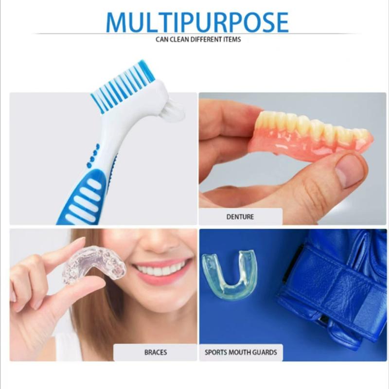 1Pcs Denture Brush Toothbrush Dual Delicate Heads Teeth Braces Oral Cleaning for Men or Women Deticated Brush Brighting Friendly