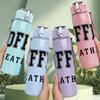 1PC Coffee Weather Text Design 750ml Color Plastic Sports Water Bottle Leakproof Flip Straw Lid Suitable for Sports Office Home Use