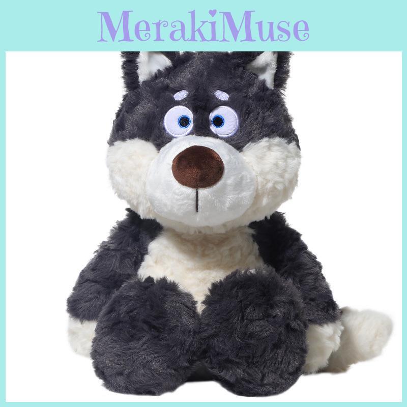 Curious Gray Wolf Plush Toy Soft Animal Cosy Stuffed Doll For Kids Gift