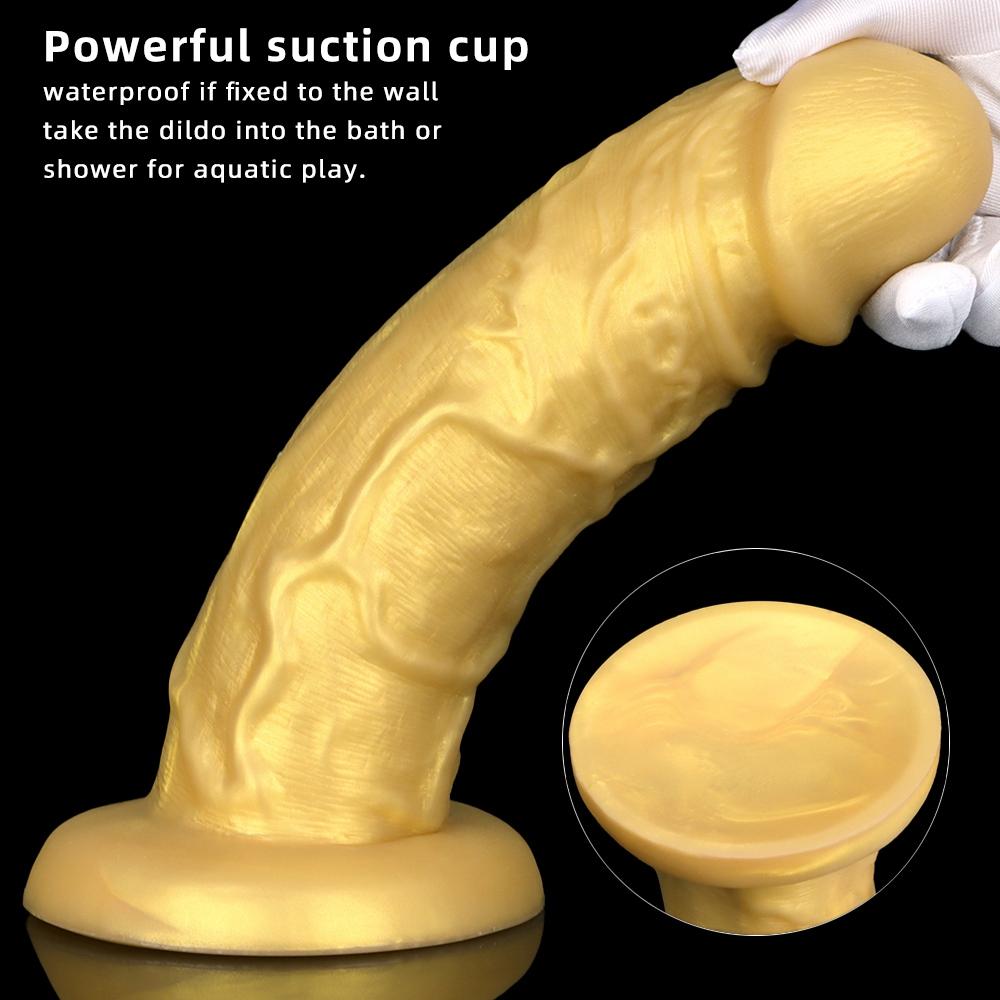 Realistisk dildo med sugekopp Store dildoer Sexleketøy for kvinner Menn Fake Pick Big Gold Penis Anal Butt Plug Erotisk