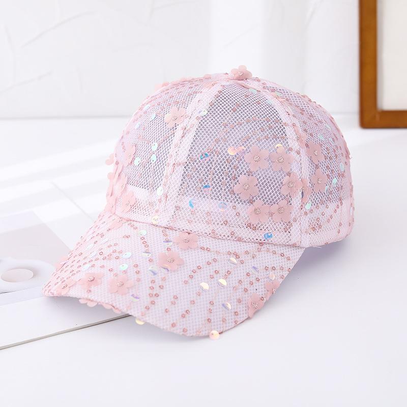 Mesh Breathable Hat Women's Summer Cap Sequins Trendy Versatile Sunshade Sun Hat Internet Celebrity Baseball Cap