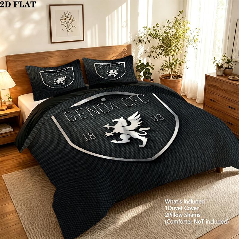Genoa CFC Pattern Bedding Home Decoration Birthday Gift ( 1 duvet cover + 2 pillowcase, without core),fan merchandise.