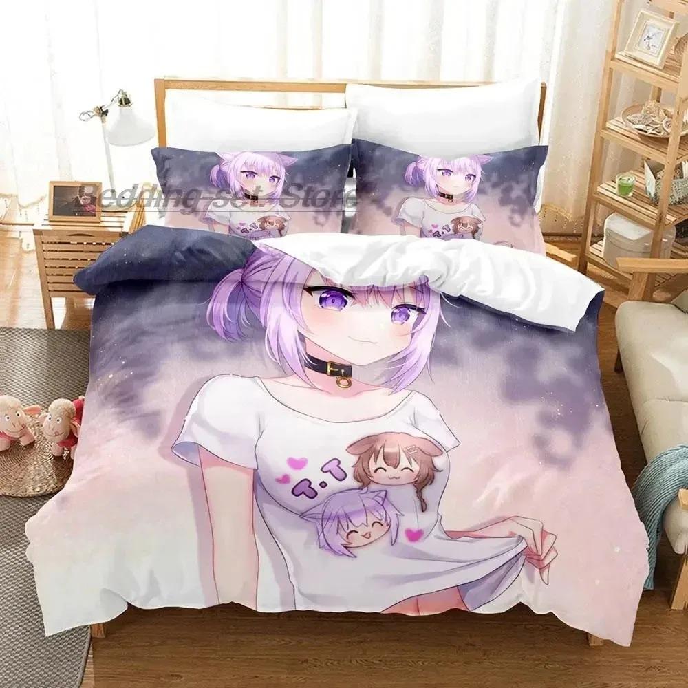 Hololive Neko Mata Okayu Bedding Set Single Twin Full Queen King Size Bed Set Aldult Kid Bedroom Duvetcover Sets 3D Print Kawaii