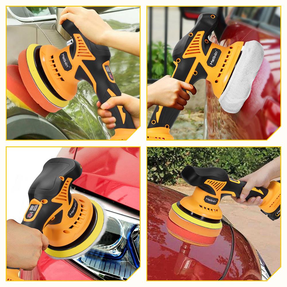 150mm Sladdlös Elektrisk Bilpolermaskin 8 Justerbar Elektrisk Vaxning Slipning Försegling Glaseringsverktyg För Makita 18V Batteristift