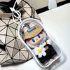 Colorful Transparent Protector Case Organizer Box for 17cm Labubu Plush Dolls Outdoor Display Bag With Keychain Doll Accessories