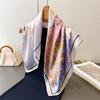 Flower landscape silk scarf versatile high-end printing simulation silk square scarf shawl neck small square scarf headscarf female