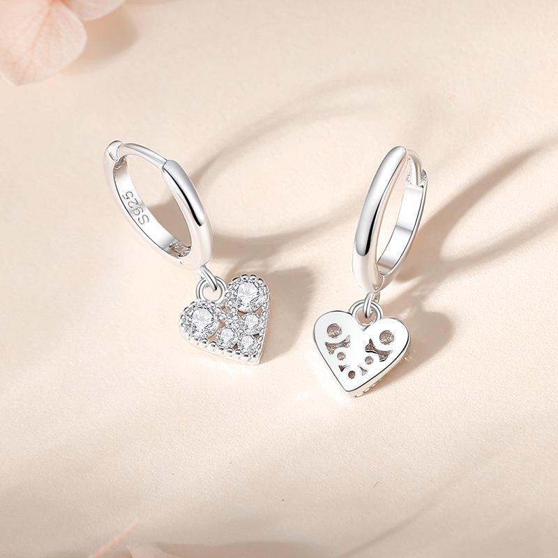 

Серьги-каффы из стерлингового серебра 925 пробы с бриллиантовым сердцем | Серьги с цирконом в форме сердца | Женские украшения в корейском стиле | Рождественский подарок 925 Silver платиновый