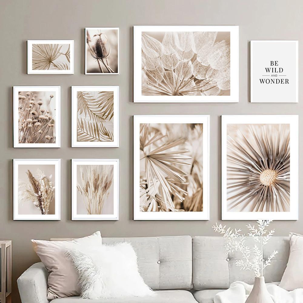 Beige Grass Reed Dandelion Boho Wall Art Canvas Painting Nordic Posters And Prints Nature Wall Pictures For Living Room Decor