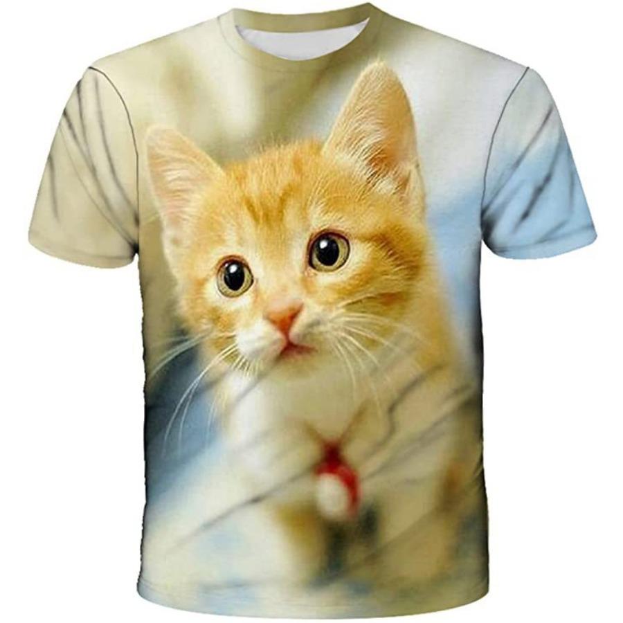 

Уличная футболка с 3D животными, мужские футболки с 3D принтом кошек, забавные мужские повседневные футболки в стиле хип-хоп с короткими рукавами, летний топ 6XL
