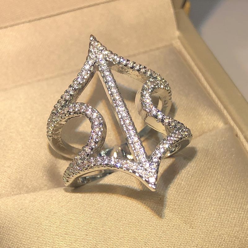 925 Silver Fashion Jewelry Tiny Delicate Pave Cz Cubic Zirconia Womens Girls Bridal Wedding Rings Promotion Birthday Gifts