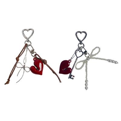 Fashionable Heart Accessory Keychain Stylish Bag Hanging Ornament Alloy Texture Suitable for Bags and Phones Decorating