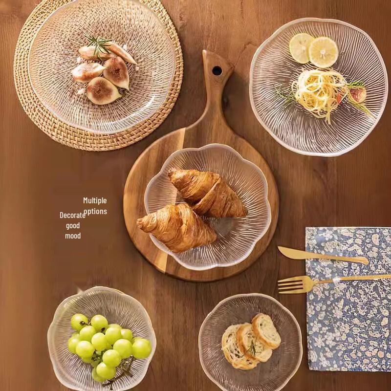 Ru Han Light Luxury Gold-Rimmed Glass Salad Bowls, Set of 3