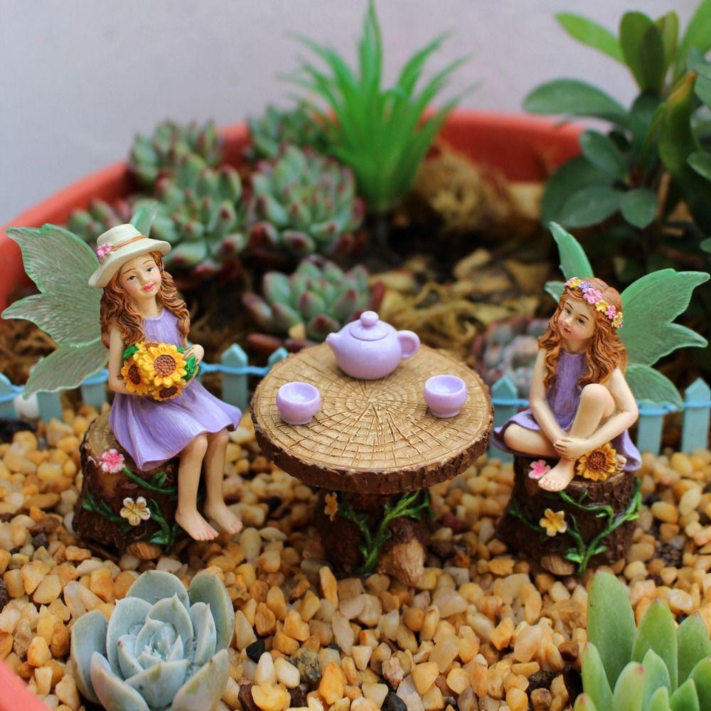 

Resin Vacation Flower Fairy Cute Flower Fairy Sculptures Miniature Figurine Outdoor