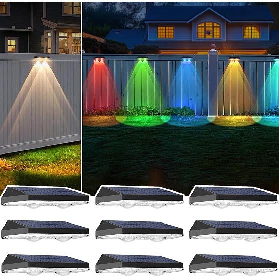9 Pack Solar Fence Lights Outdoor, LED Dusk to Dawn Solar Lights Outdoor Waterproof Deck Lights for Outside Step Wall Porch Patio Garden Decor