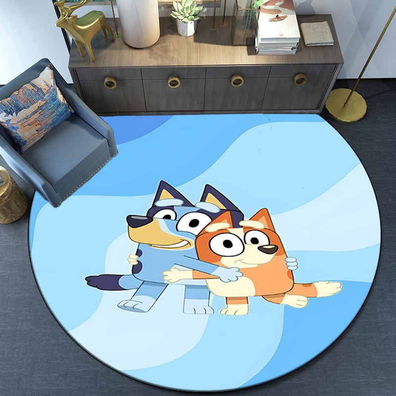 Bluey Friends Adventure Round Rug for Livingroom,Bedroom, Palyroom, Chair Rug, Area Rug, Circle Carpet, Fan Christmas Gift