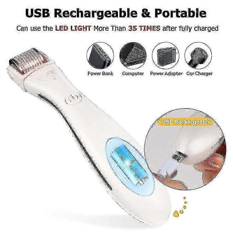 Electric Led Light Therapy Microneedle Derma Roller Skin Care Device-white