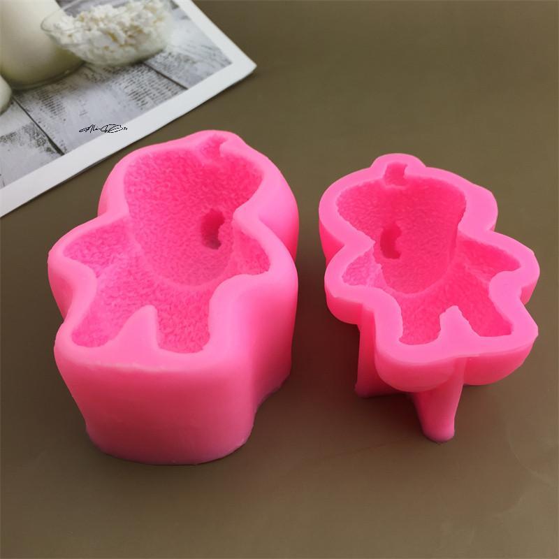 1 Piece Cute 3D Sleeping Bear Cupcake Topper Silicone Mold for Mousse Cake Ice Cream DIY Baking Decor Accessories