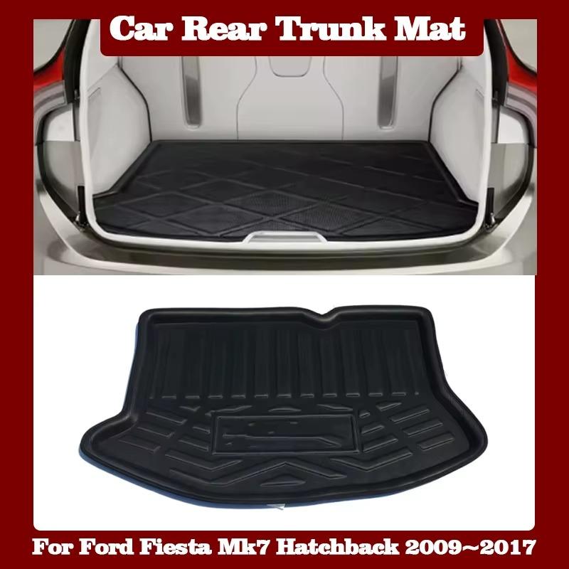 Car Rear Trunk Mat for Ford Fiesta Mk7 Hatchback 2009~2017 Luggage Liner Tray Waterproof Protective Storage Pads Floor Pad Parts
