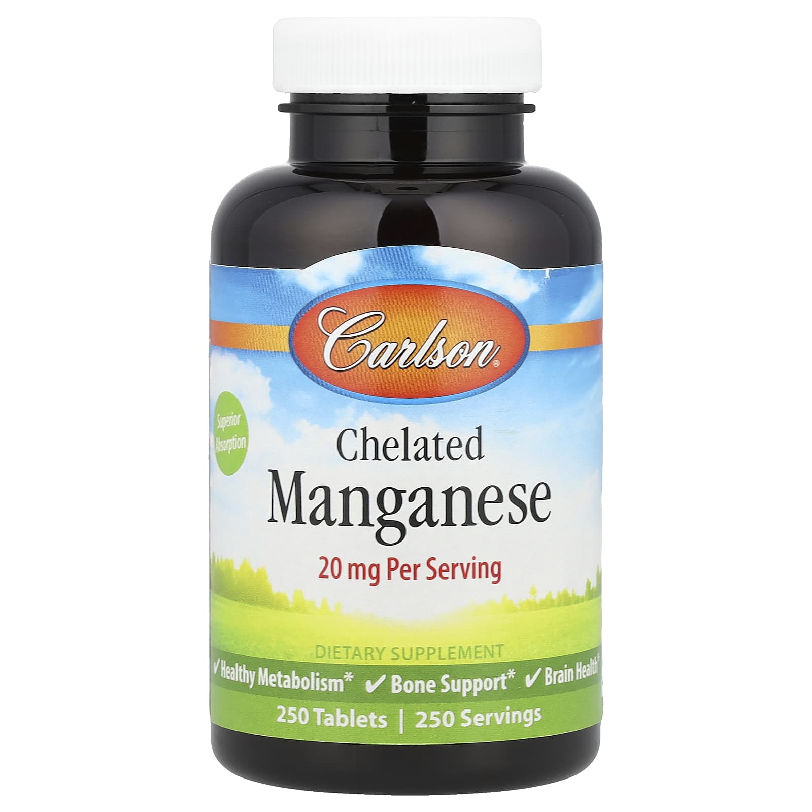 

Chelated Manganese, 20Mg, 250 Tablets