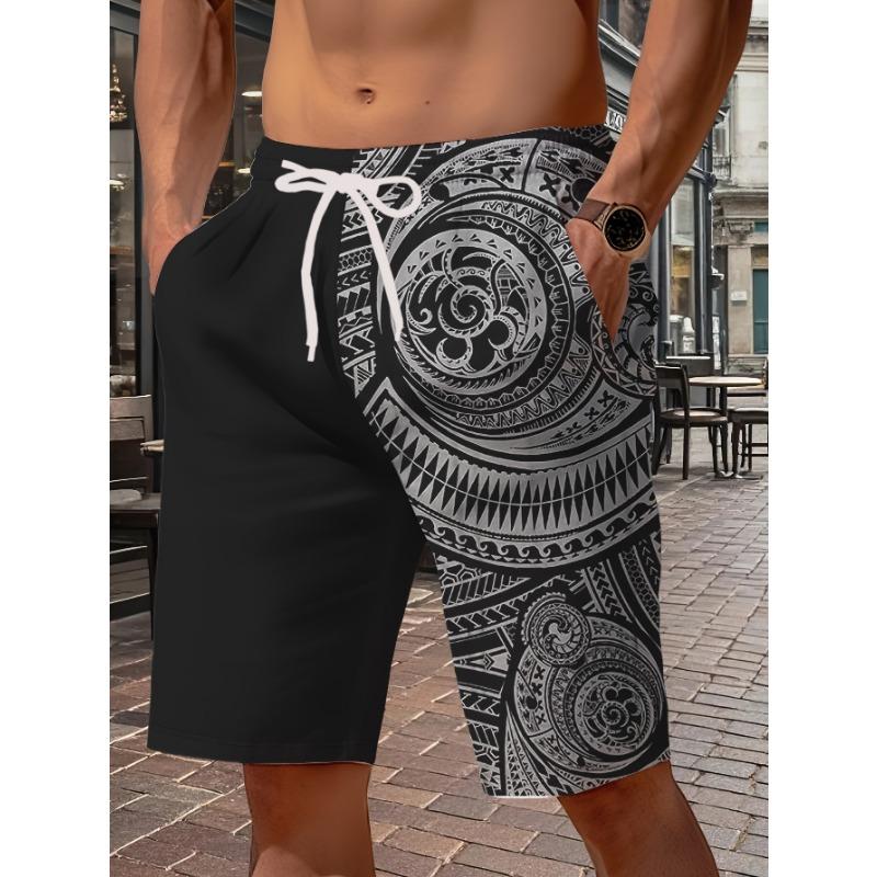 

Totem Men s Casual Shorts - Black and Gold Contrasting Texture Style Street Daily Vacation Wear Trendy Youth Fashion Shorts 6XL