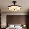 Chinese Song Dynasty Chandelier: Retro Fabric & Walnut Wood Zen Ceiling Light