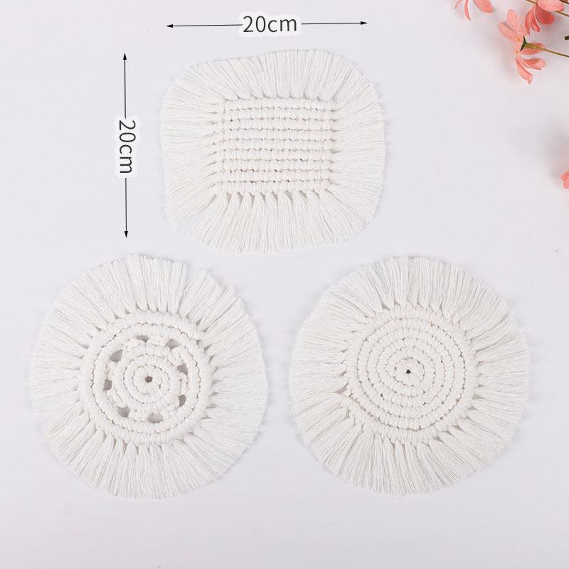 1PCS Braided Tassel Coasters Handmade DIY Non-slip Heat Insulation Mug Mat Drink Cup Ins Tableware Set