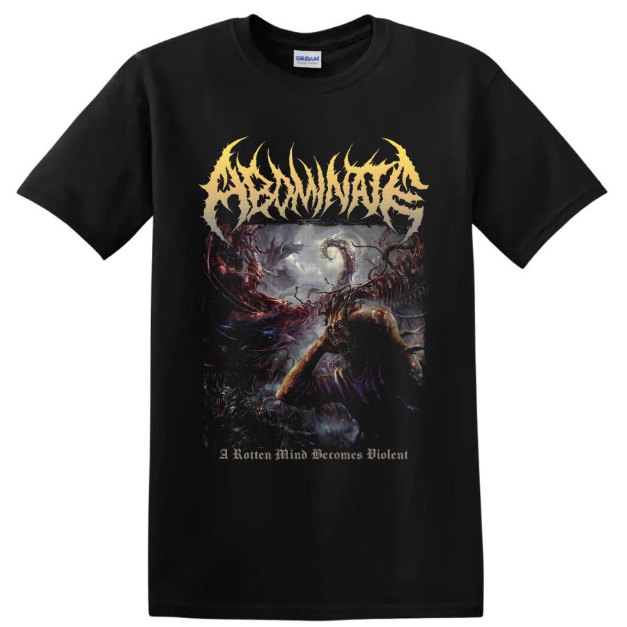 Abominate Brutal Death Metal T Shirt W/ Demonic Horror Artwork Live Concert Tee