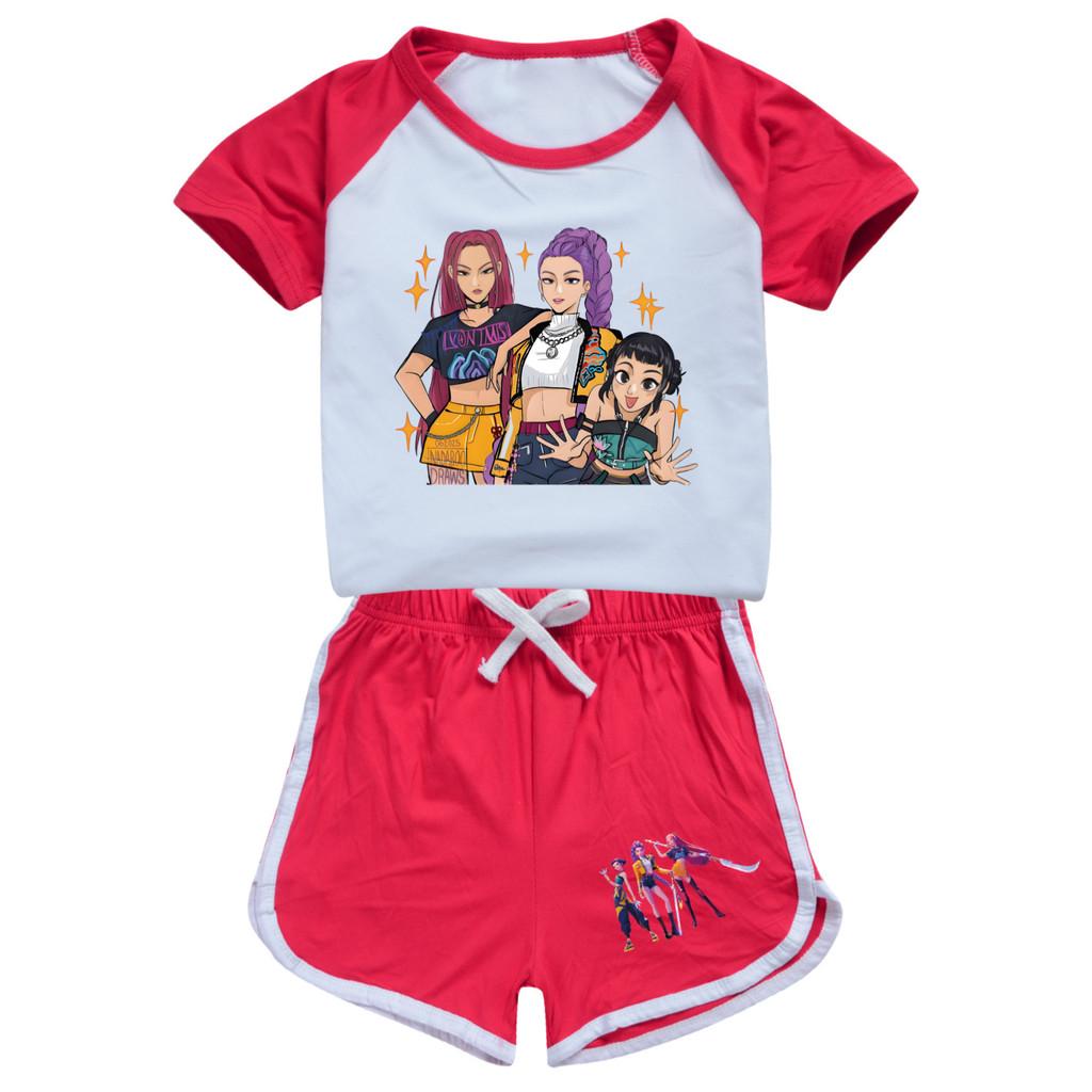 Kpop Demon Hunters Children Summer Short Sleeve Shorts Sport Set With Soft Cotton Fabric For Active Play