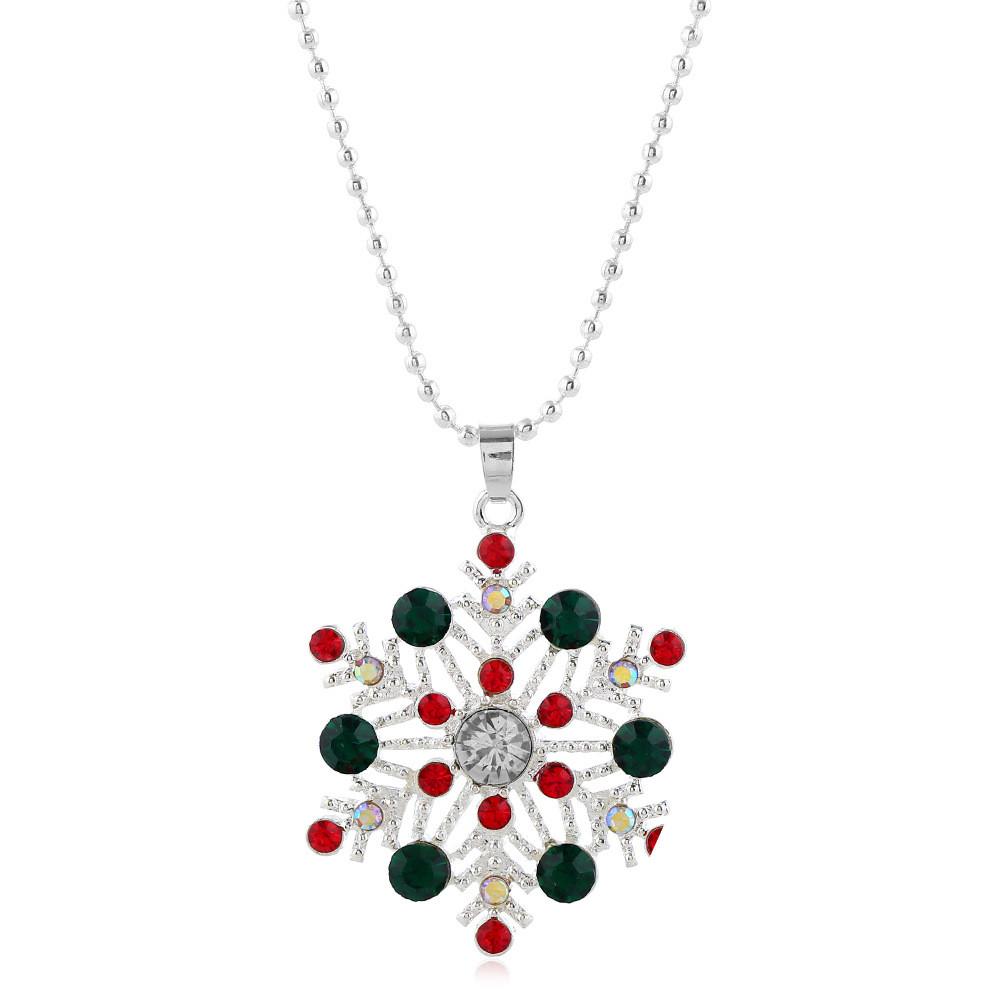 Snowflake Necklace Set With Rhinestone Decor And Alloy Chain Christmas For