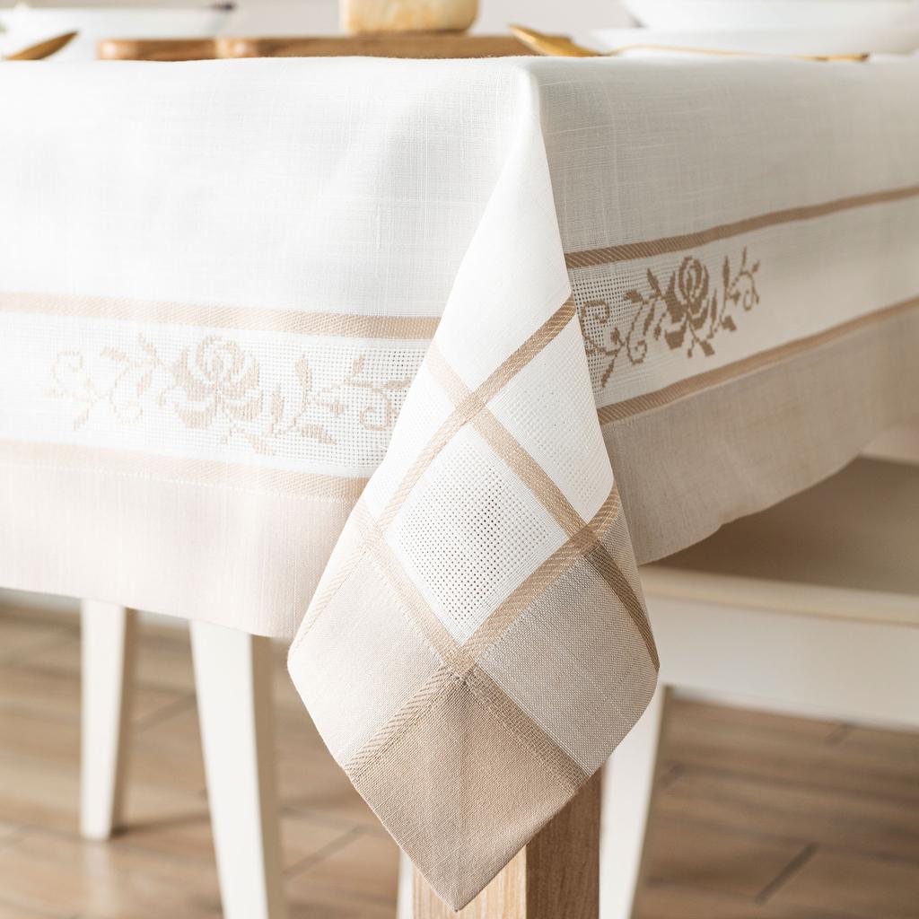 Astra Obrus Z Haftem Biały W Ornamenty 140X180 Cm