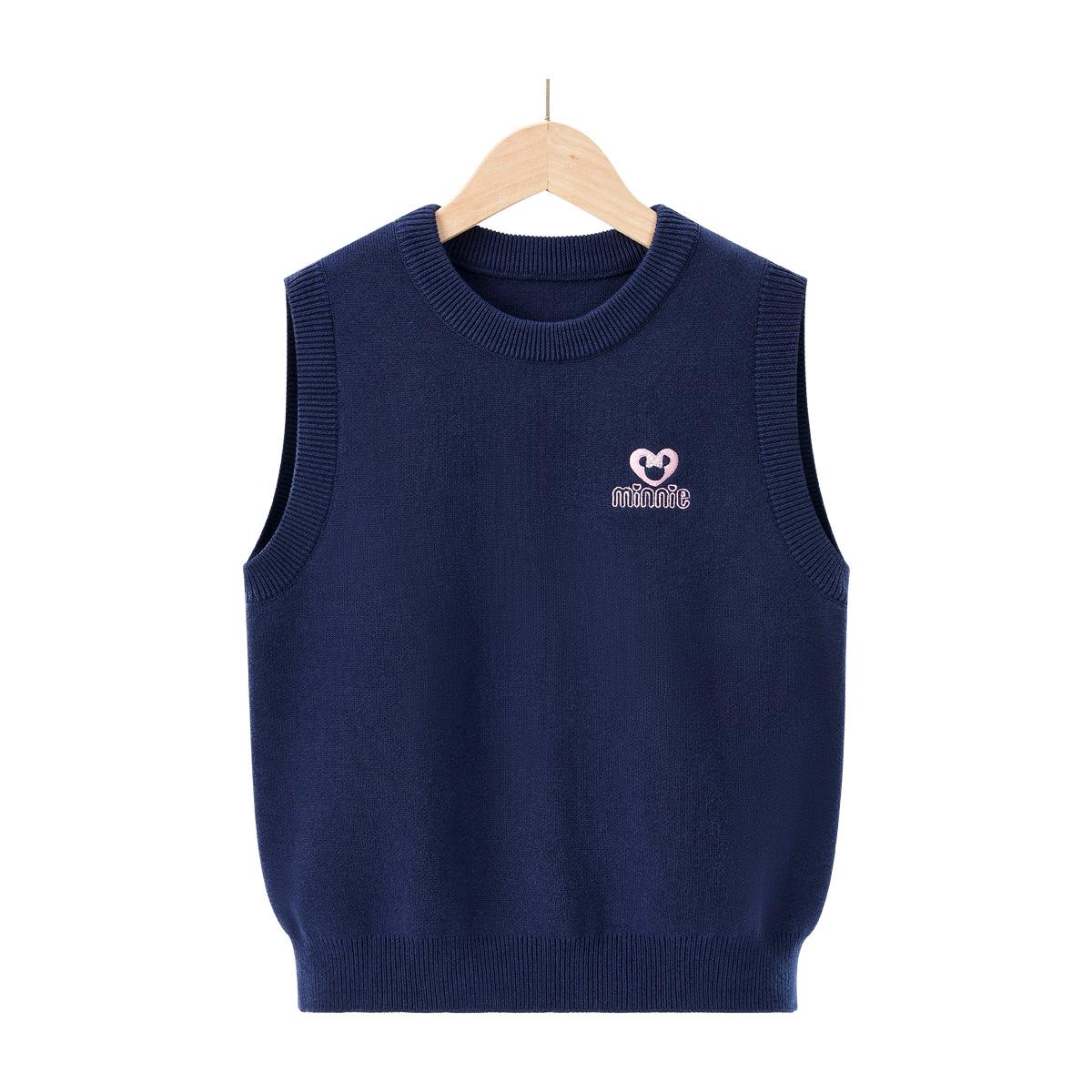 

Вязаный жилет для девочек Минни Осень 2025 - Без рукавов, удобный и универсальный для детей 120 cm темно-синий