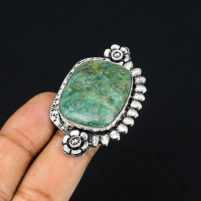 Sterling Silver Natural Azurite Malachite Flower Stackable New Ring Jewelry US 6