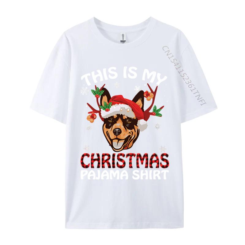 

This Is My Christmas Pajama Rottweiler Tshirts Top Quality Print T Shirt For Men Blue And White Graphic T Shirts S