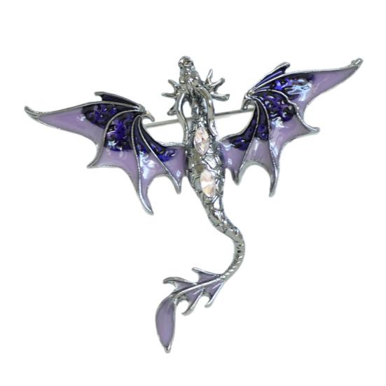 Brooch Pin Western Dragon Design Zinc Alloy Pin with Rhinestone Inlay Hand-Painted Enamel Glaze Suits Coats Sweaters Badge