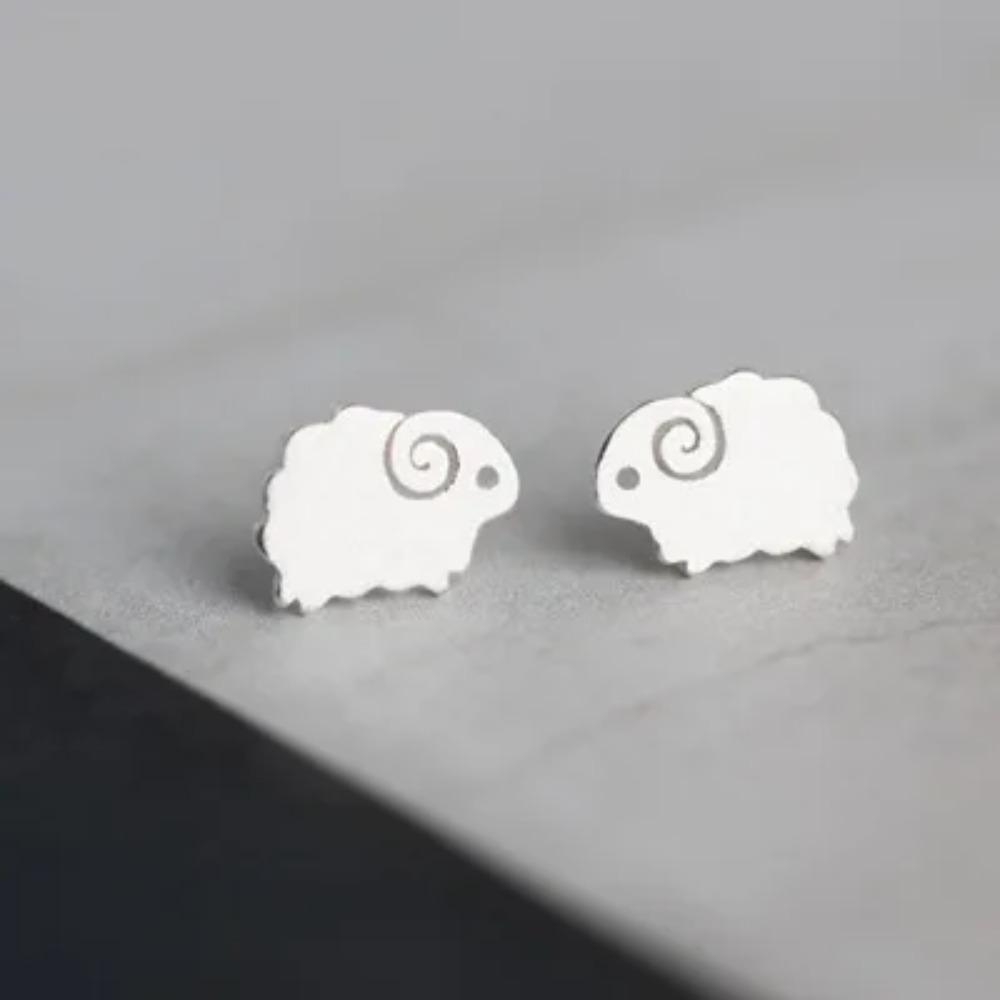 Silver Plated Korean Style Stud Earrings for Women Creative Ear Hole Design Allergy Free Fine Jewelry Accessories
