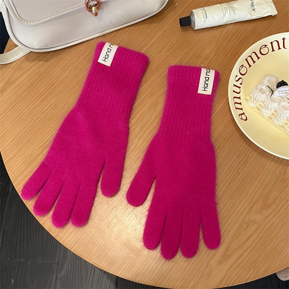 Touch-screen Flannel Gloves Warm Full Finger Mittens Breathable Long Rabbit Fur Gloves Cycling