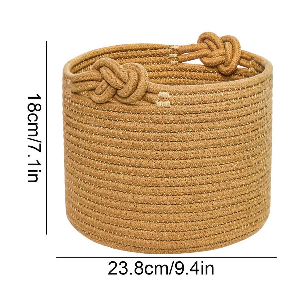 

Cotton Rope Baskets For Storage With Twist Handle Round Toy Storage Basket Round Toy Storage Bin For Desk Organization коричневый