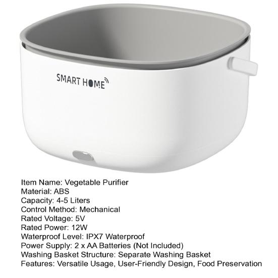 Fruit Vegetable Purifier Machine IPX7 Waterproof Ion Purification Technology Leak-proof Food Washing Machine