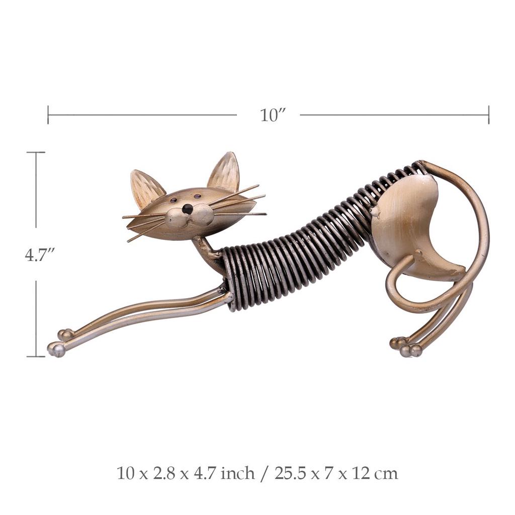 TOOARTS Metal Sculpture Iron Art Cat Spring Cat Handicraft Crafting Decoration Home Furnishing Ornaments